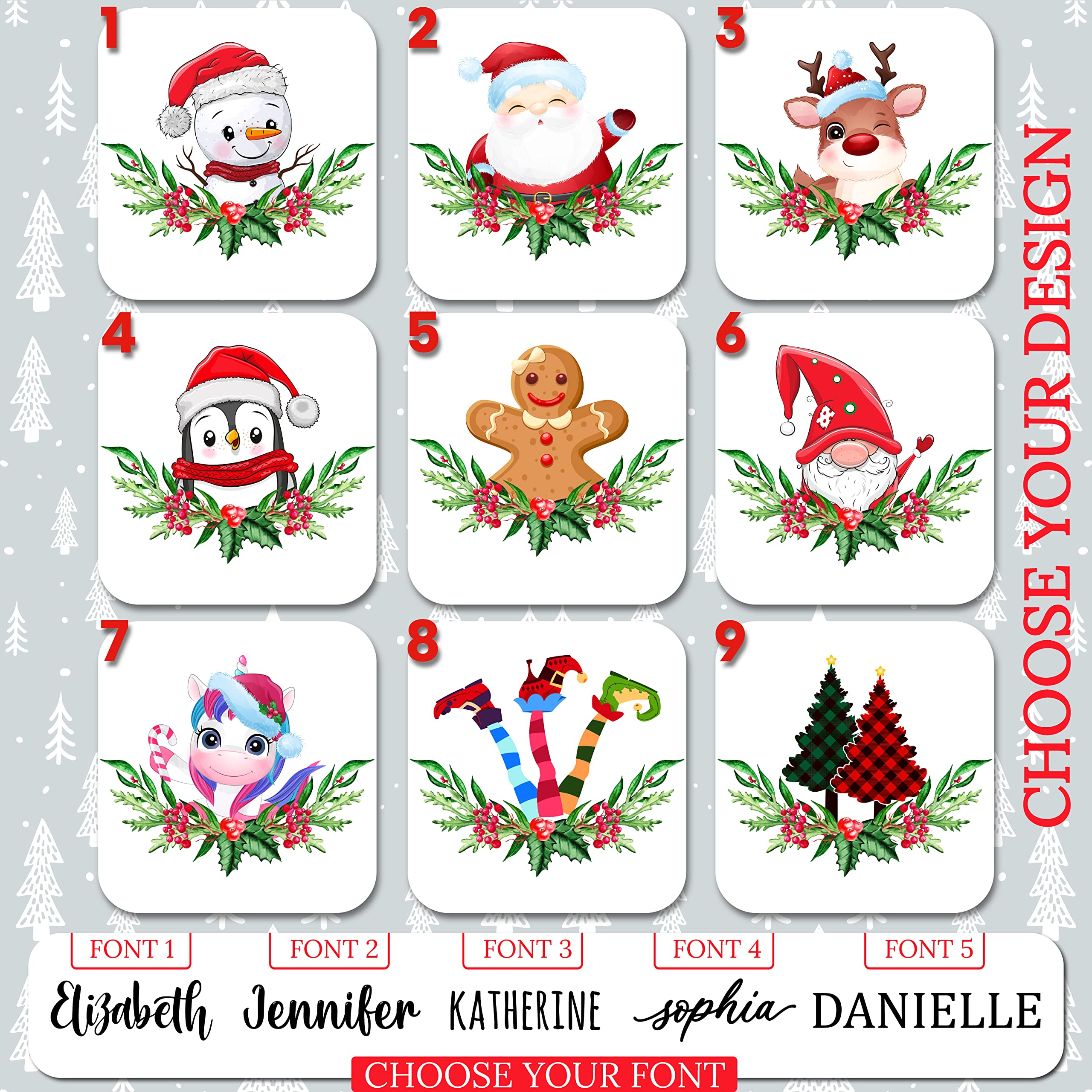 Zexpa Apparel Personalized Christmas Tote Bags w/Name, Custom Xmas/Noel Totes Bag Gifts