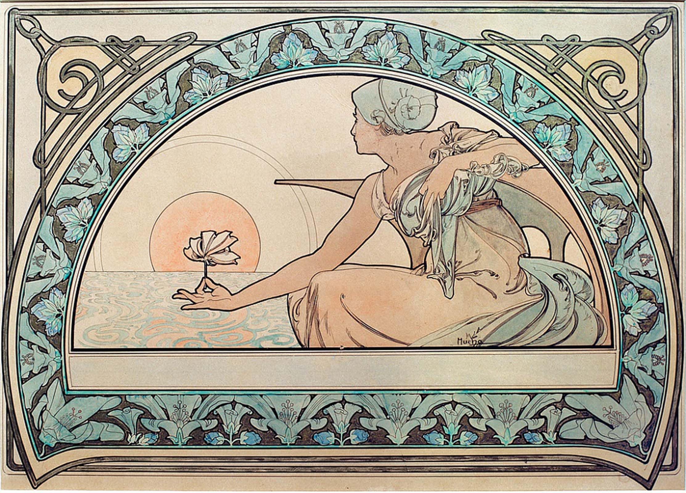 Serendipitp No Frame Aesthetic Poster Photo Wall Print Retro Picture Figure Canvas Painting By Alphonse Mucha Modern Wall Artwork For Home Decor 60X90cm