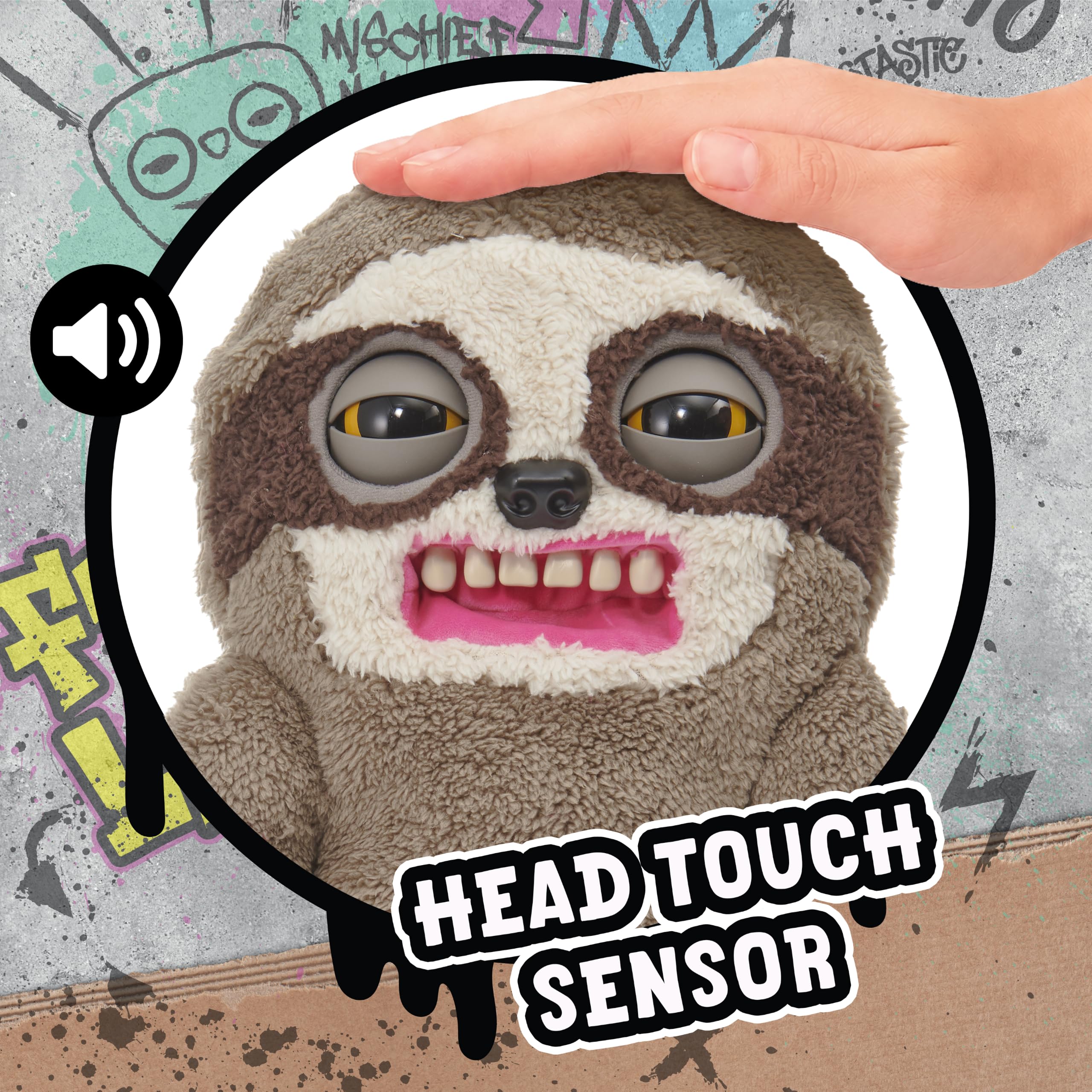 Wow! Stuff Fugglers Sickening Sloth Deluxe Puppetronic | Muñeca de Peluche interactiva con Voz y Sonidos | Ojos y Boca Abiertos | Ruidos de Pedos y eructos | Diálogo de 2 vías | A Partir de 8 años