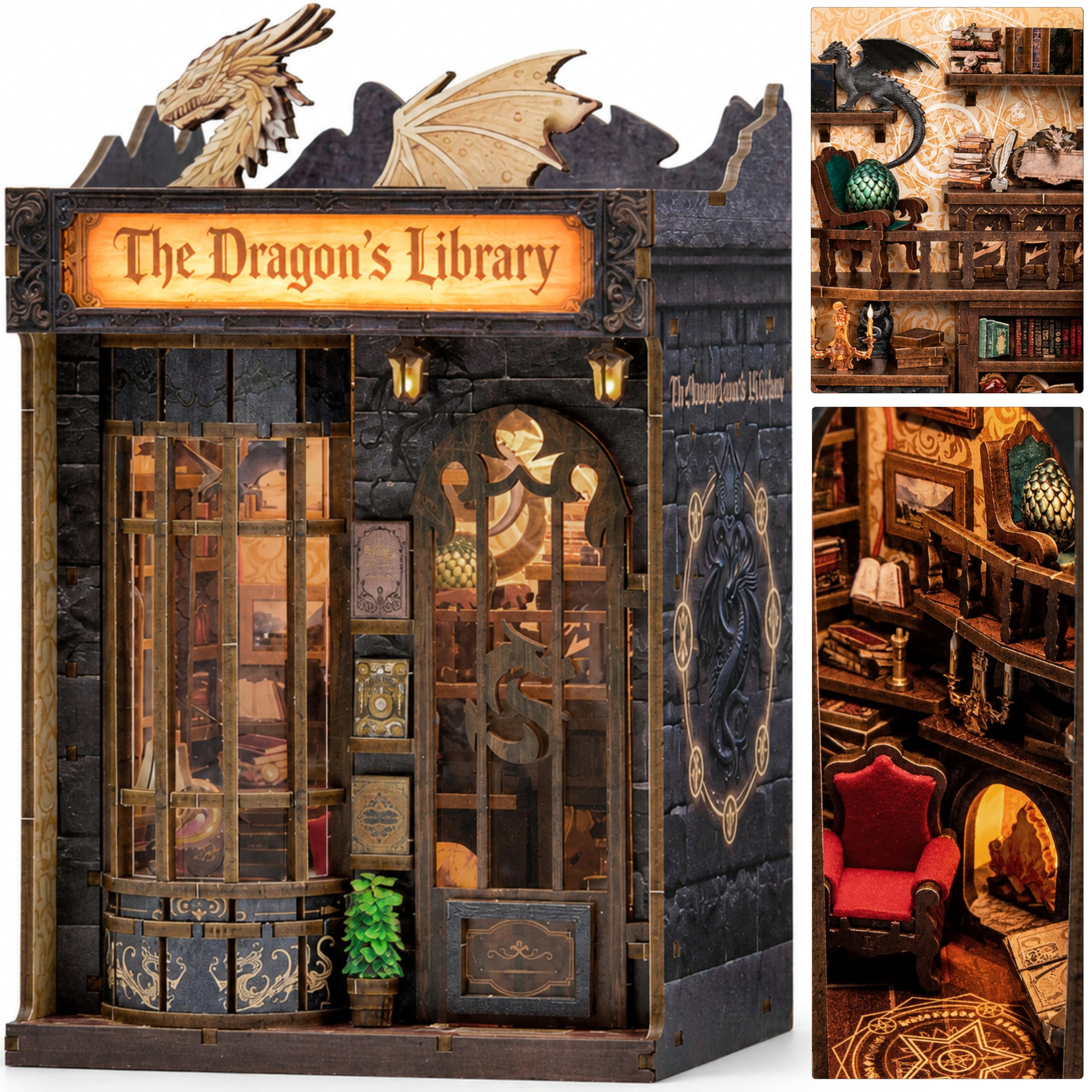 Amazon.com: ISSEVE Dragon Library Book Nook Kit, DIY Dollhouse