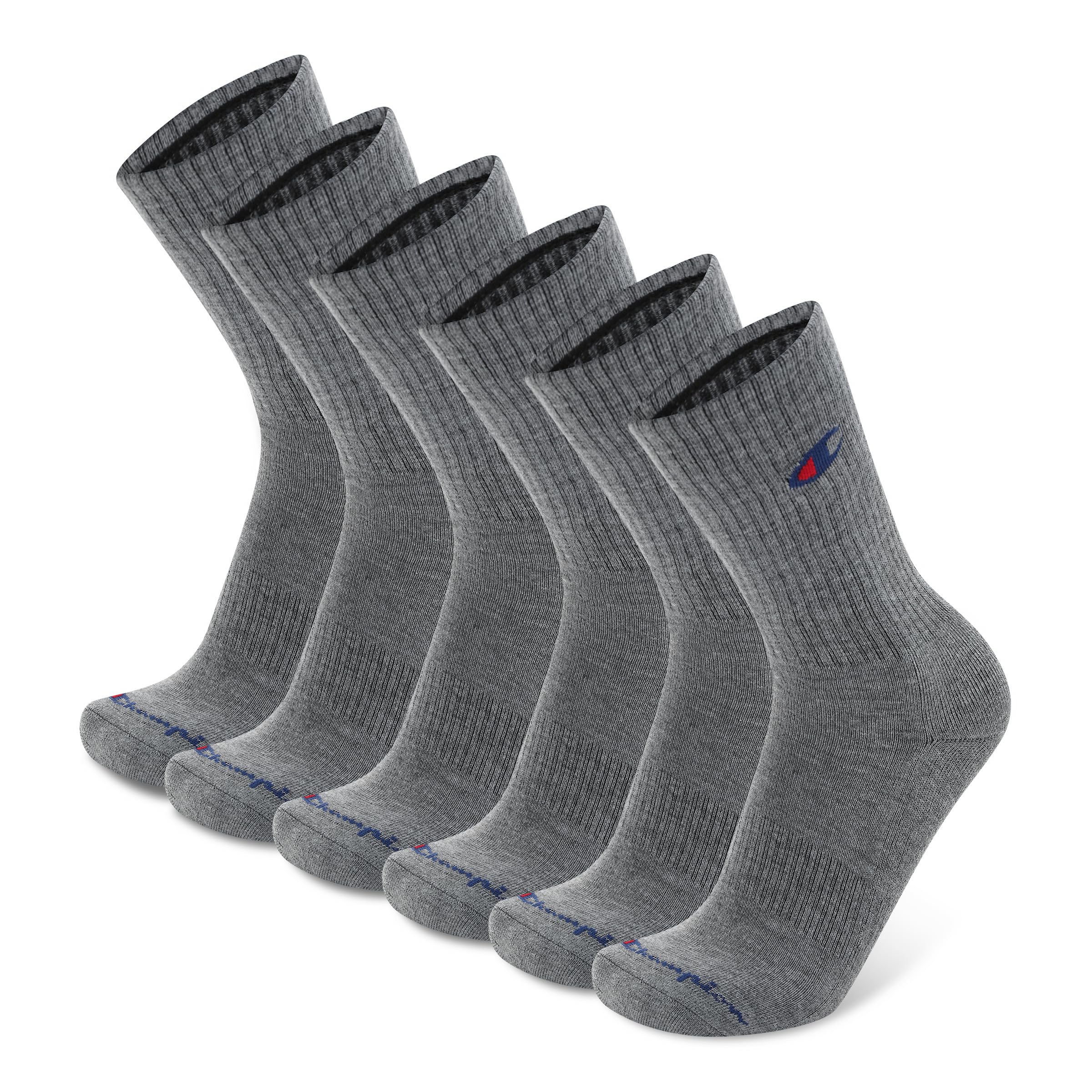 Champion Men's Cushioned Crew Socks 5-Pack - Moisture-Wicking Athletic Crew Socks with Arch Support (Sizes 6-12)