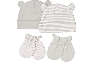 Adorable Baby Boy Hat and Mitten Set