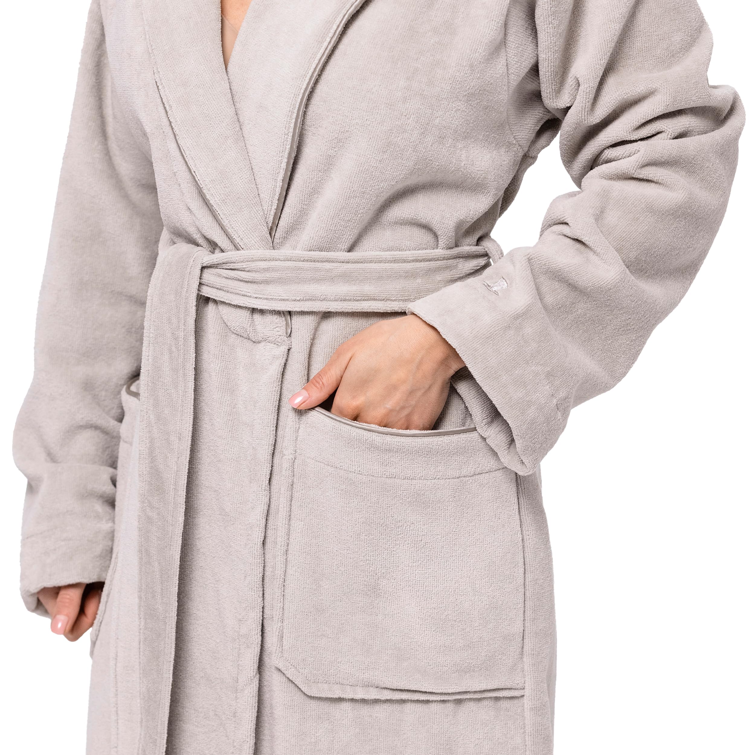 Möve Homewear Schalkragenmantel Velour, Bademantel, Größe M, Silver Grey