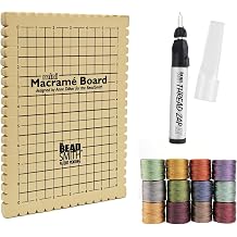 The Beadsmith Mini Macrame Kit - Bead Board 7.5 x 10.5 inches - Thread Zap II - 5.25 Thread Burner - S-Lon Cord #18 Cord, Multipack with 4 Spools for Macrame and Knotting Jewelry Projects