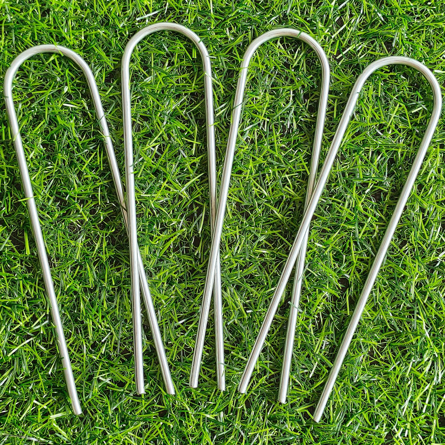 Amazing Tour Football Goal Net Pegs 4 Pack, U-Shaped Galvanised Steel Metal 4mm Steel Pegs To Goal Net