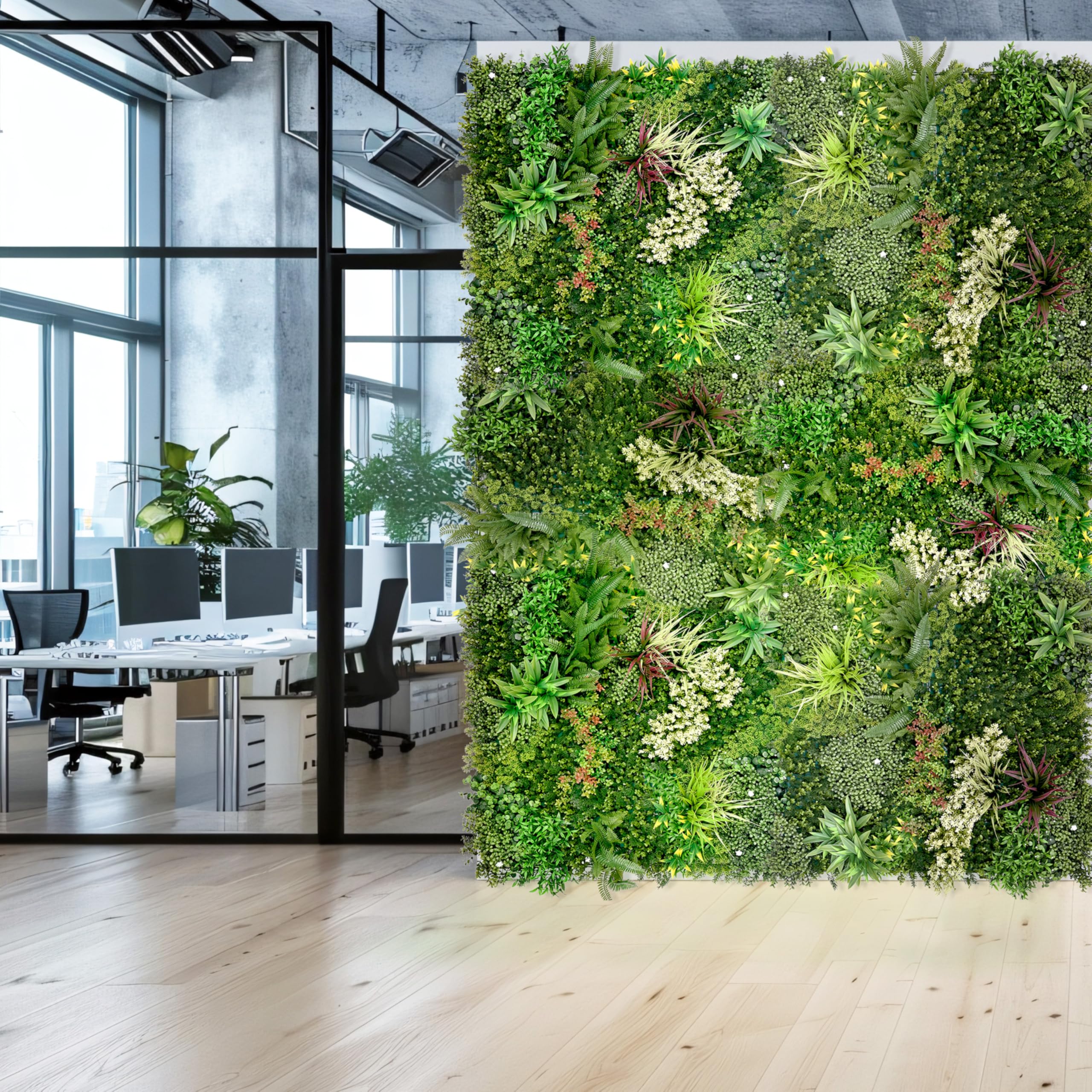 Primaflor - Ideen in Textil Kunstpflanzen-Wand - Jade A, 100 x 100 cm, UV-Stabilisierte künstliche Pflanzenwand zu Wandmontage, Wandpaneele
