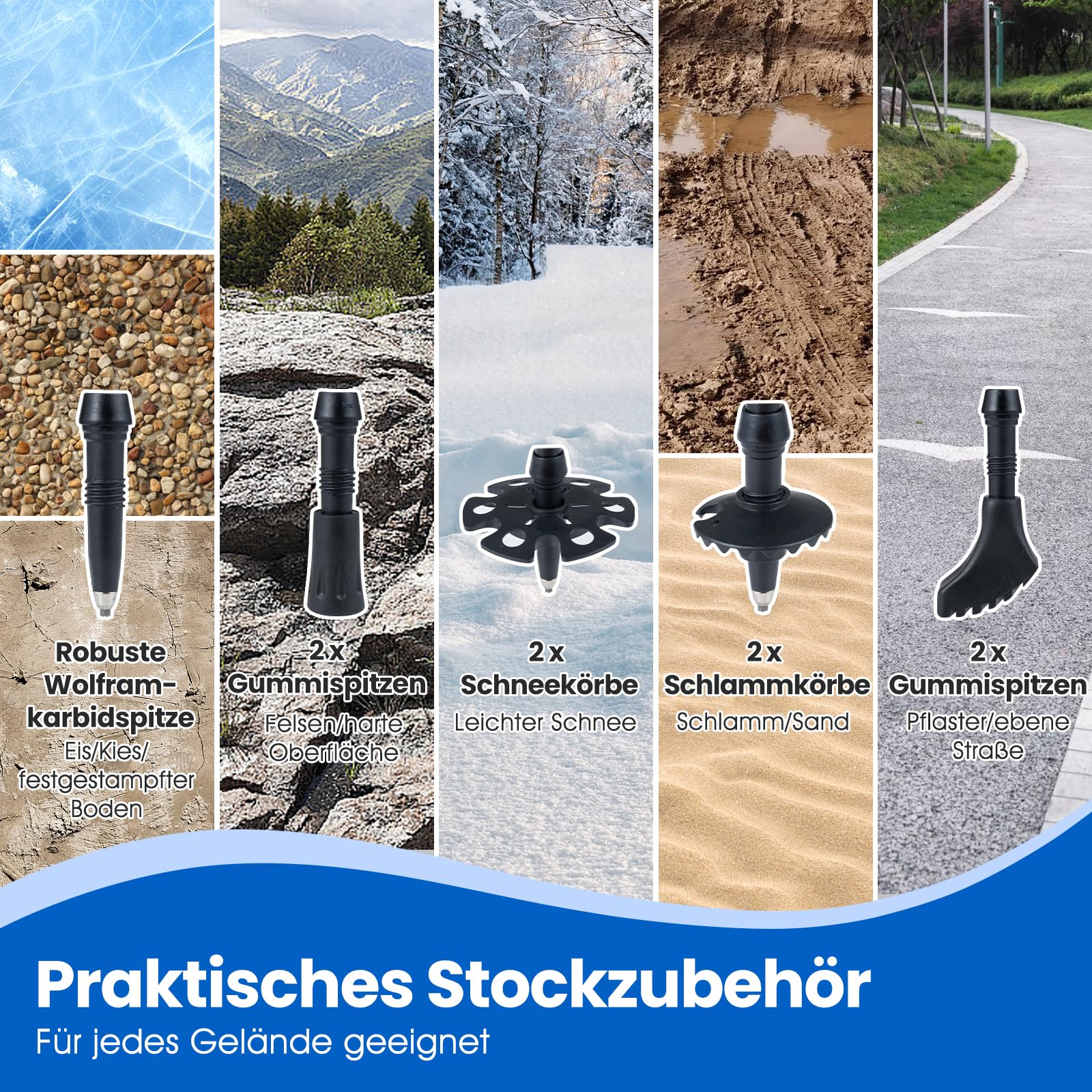 COSTWAY Wanderstöcke faltbar 7075 Aluminium, Nordic Walking Stöcke für Damen und Herren, Teleskop Trekkingstöcke zum Wandern, Trekking und Skitouren