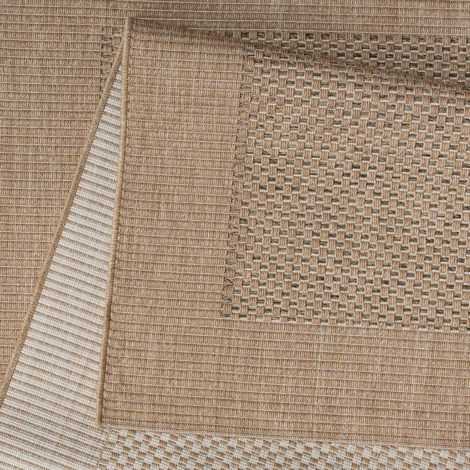 TT Home Alfombra Interior Exterior Tejido Laminado Balcón Terraza Ribete Negro, Tamaño:120x170 cm