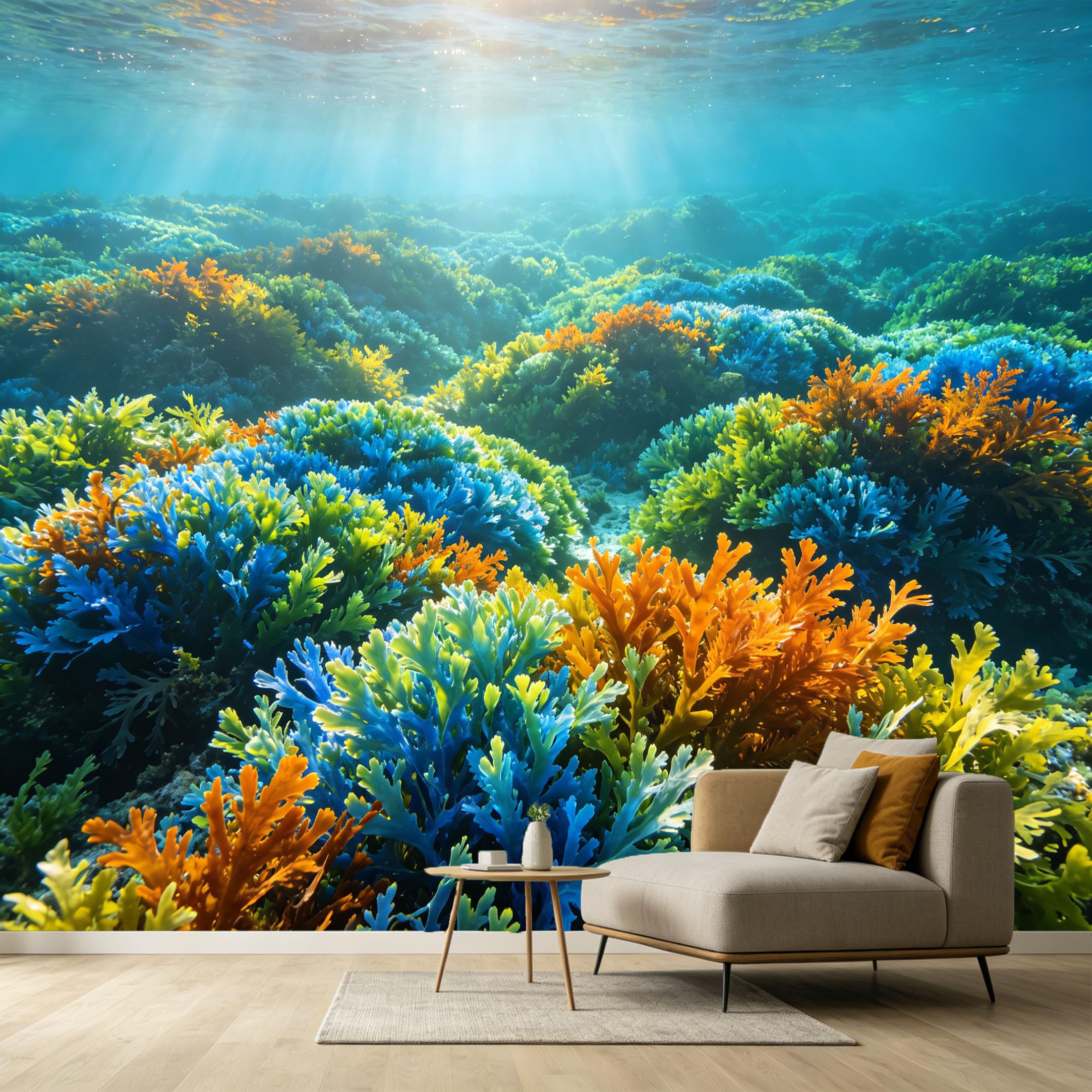 Custom Size Wall Murals Underwater Coral Reef Ocean Marine 3D Trompe L'Oeil Vibrant Aquatic World SelfAdhesive Wall Fabric Removable Large Wallpaper for Photo Living Room