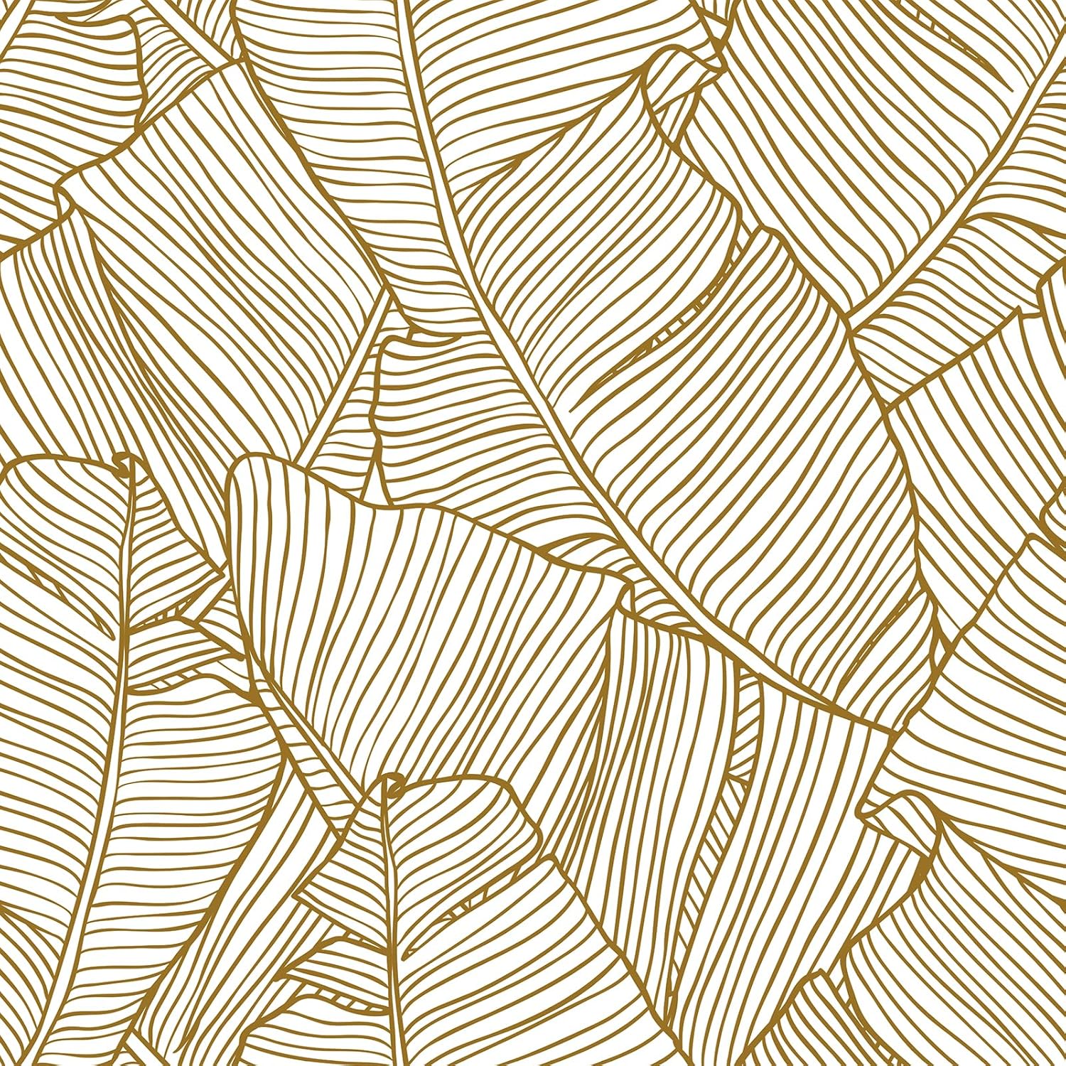 Livelynine Gold Wallpaper 17.5x276in White and Gold Peel and Stick Wallpaper for Bathroom Walls Large Banana Leaf Mural Wall Paper for Bedroom Accent Wall Floral Contact Paper for Cabinets Kitchen 17.5x276 Inch Gold Leaf