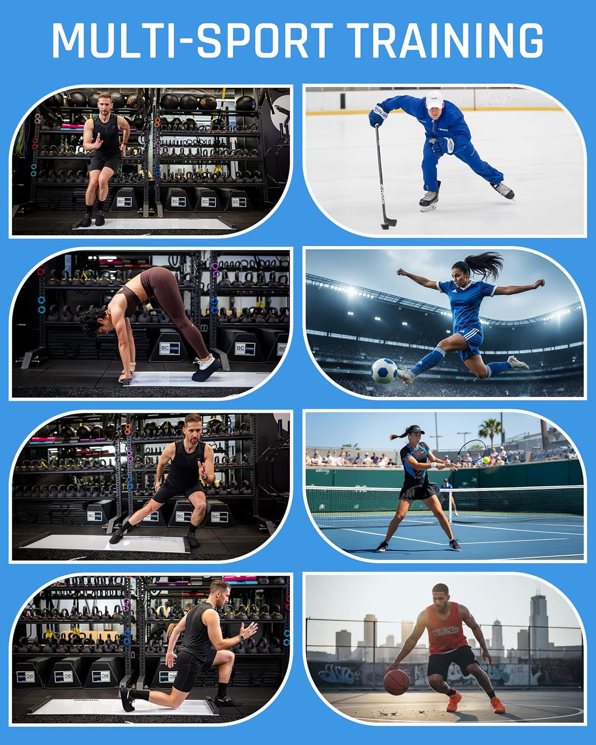 6ft & 5ft Slide Board for Exercise - Solid One-Piece Hockey Slide Board with Booties & Polish - Indoor Skating Trainer for Rehab, Mobility, Conditioning & Home Workouts - Non-Slip Grip Pads