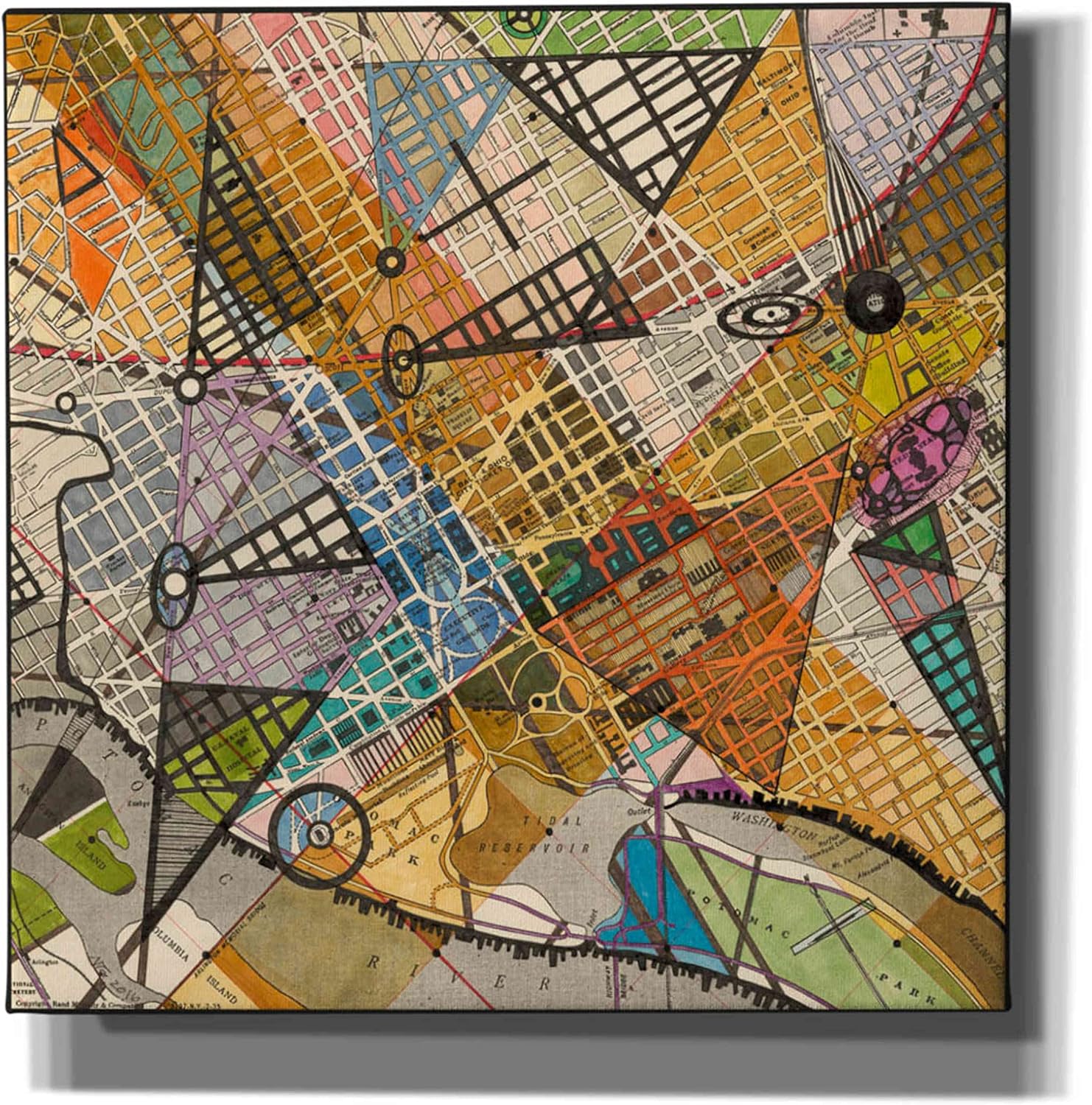 Epic Graffiti 'Modern Map of D.C.' by Nikki Galapon Canvas Wall Art, 12"x12"