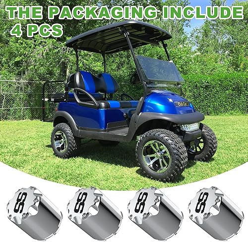 Miniatura 4 de 10L0L Tapas centrales de rueda cromadas para carrito de golf, ITP, tapacubos universales para Yamaha, EZGO, Club Car y otros modelos, paquete de 4