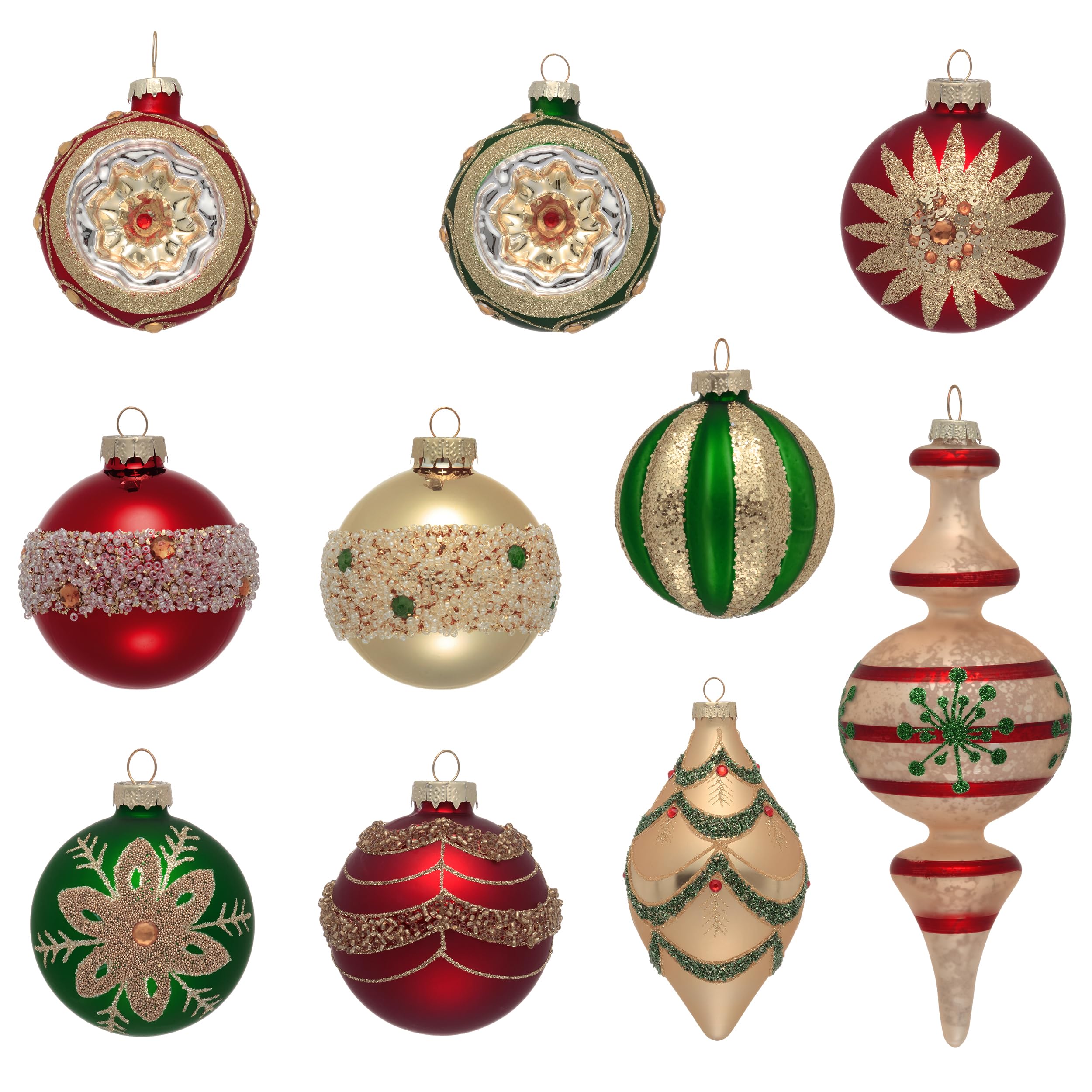 Adornos de Navidad de vidrio soplado artesanal con elegante acabado mercurio