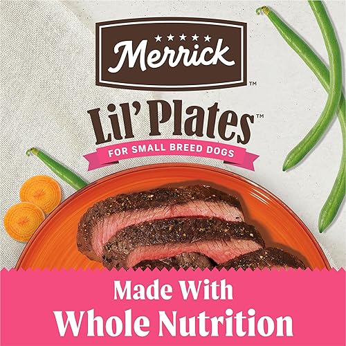 Miniatura 4 de Merrick Lil' Plates Petite Pates Premium - Alimento húmedo para perros sin granos, paquete variado de carne de res natural, pollo, pavo, paquete de