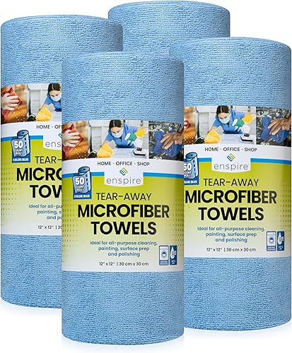 Miniatura 10 de Enspire 50 toallas de microfibra prémium en un rollo 12 x 12 pulgadas, azul (905006) (1 rollo, 50 toallas)