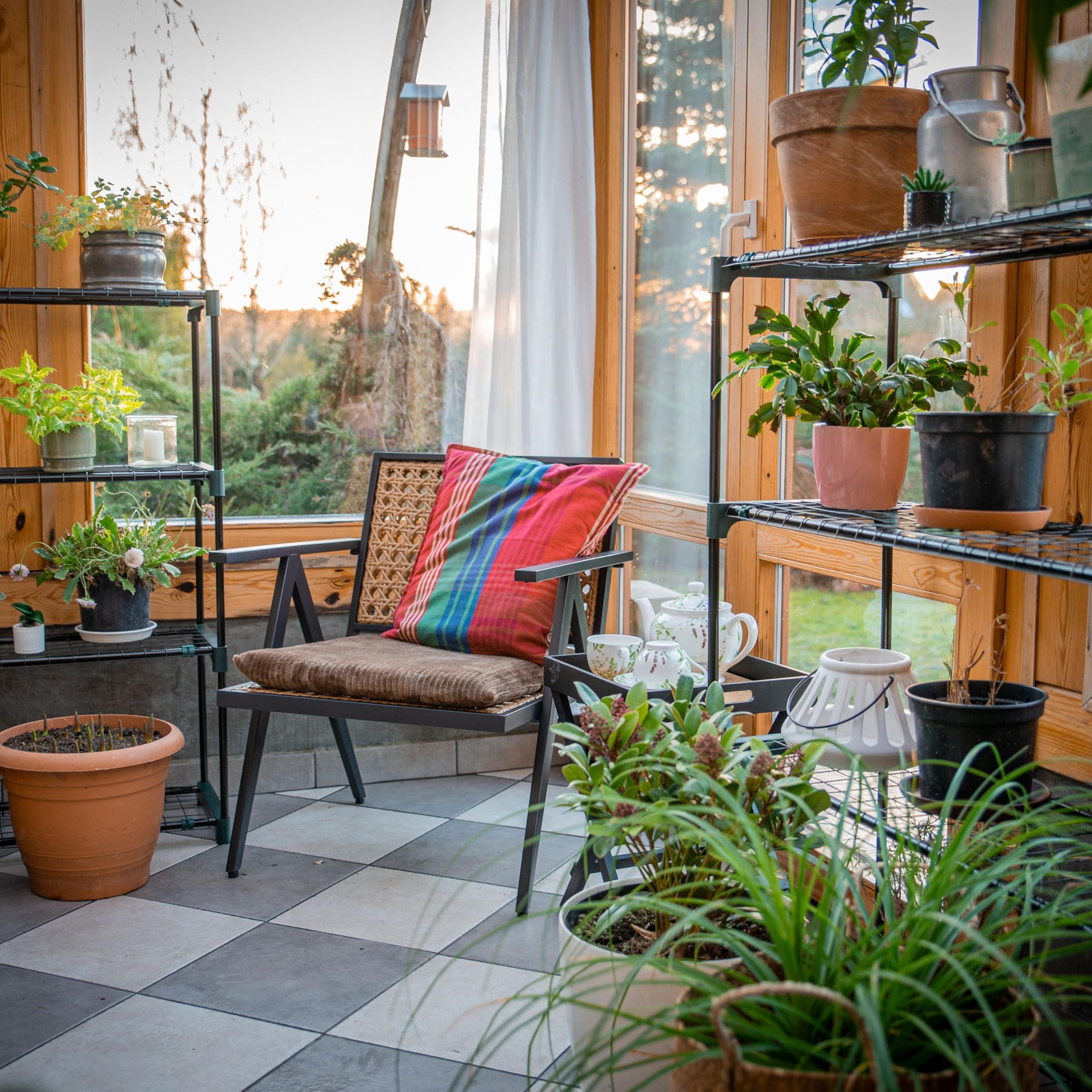 Pflanzenregal - Gartenregal - Lageregal - Blumenständer Metall - Drahtgitterböden - Frühbeet - Leiterregal GRO, 90x30x106, 2 Stück, grün - Pflanzenständer für Gewächshaus Balkon