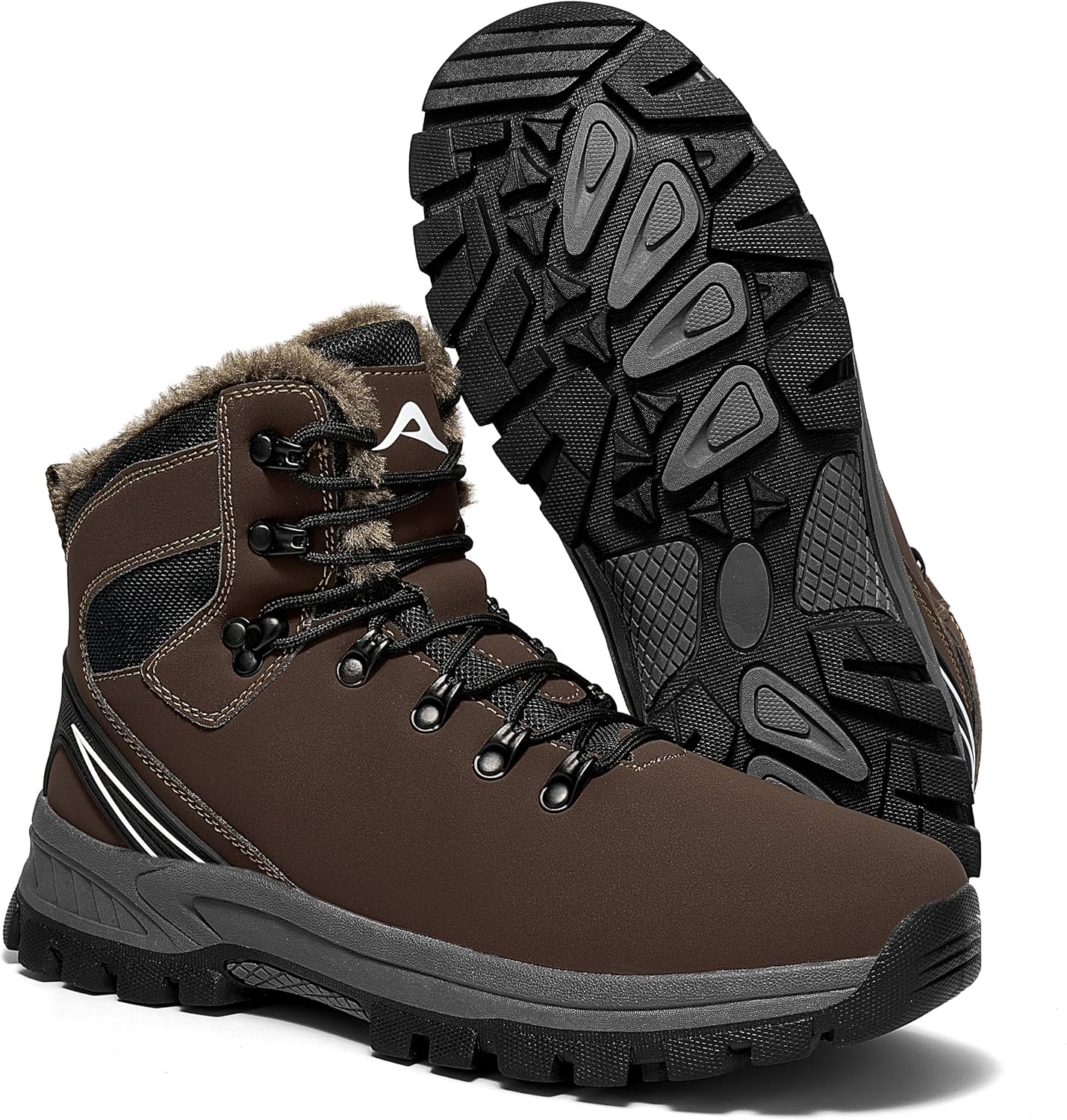 Ecetana Mens Winter Snow Boots: Insulated Waterproof Hiking Shoes Casual Warm Fur Lined Ankle Booties
