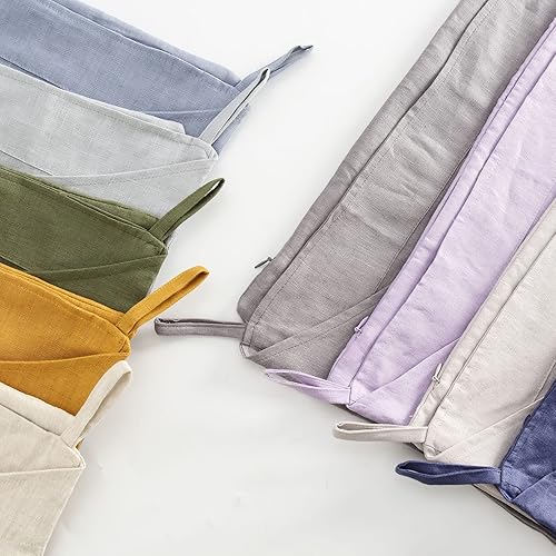 Miniatura 6 de Amazhiyu Pure Linen - Cesta colgante sobre la puerta con cremallera inferior para guardar ropa sucia, color amarillo