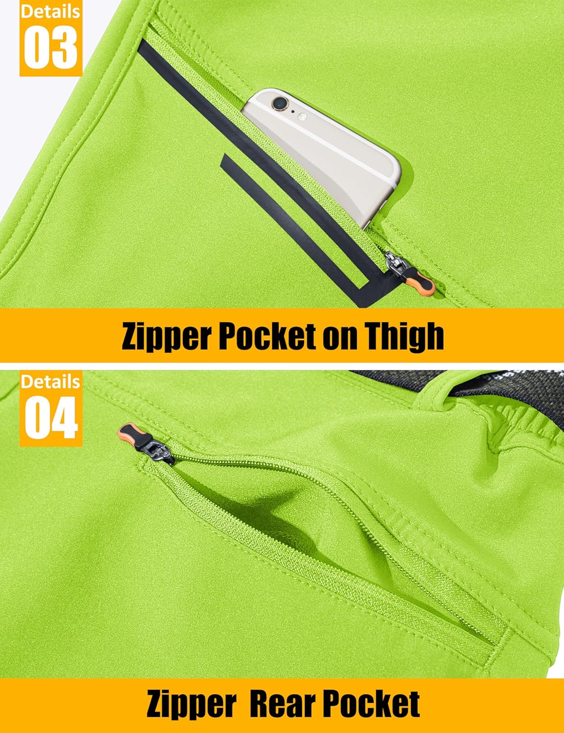 MAGCOMSEN Men's Winter Pants Fleece Lined Ski Snow Pants Water Resistant 4 Zip Pockets Outdoor Pants - Image 7