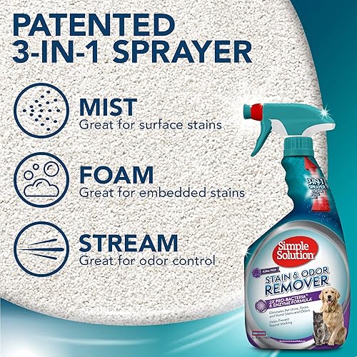 Vista 4 de Simple Solution - Eliminador de manchas y olores para mascotas, desodorante para alfombras, eliminador enzimático de olores de mascotas