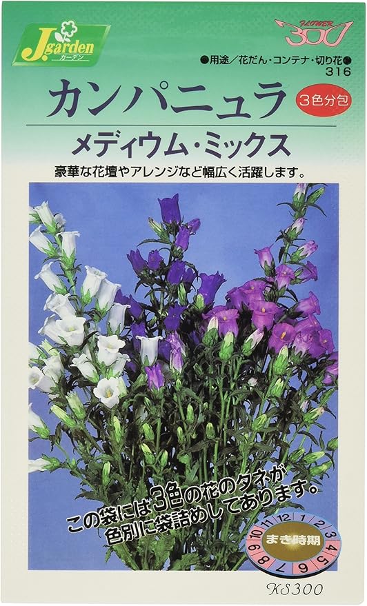 Amazon カネコ種苗 草花タネ色別分包316 カンパニュラ メディウム ミックス 10袋セット 花