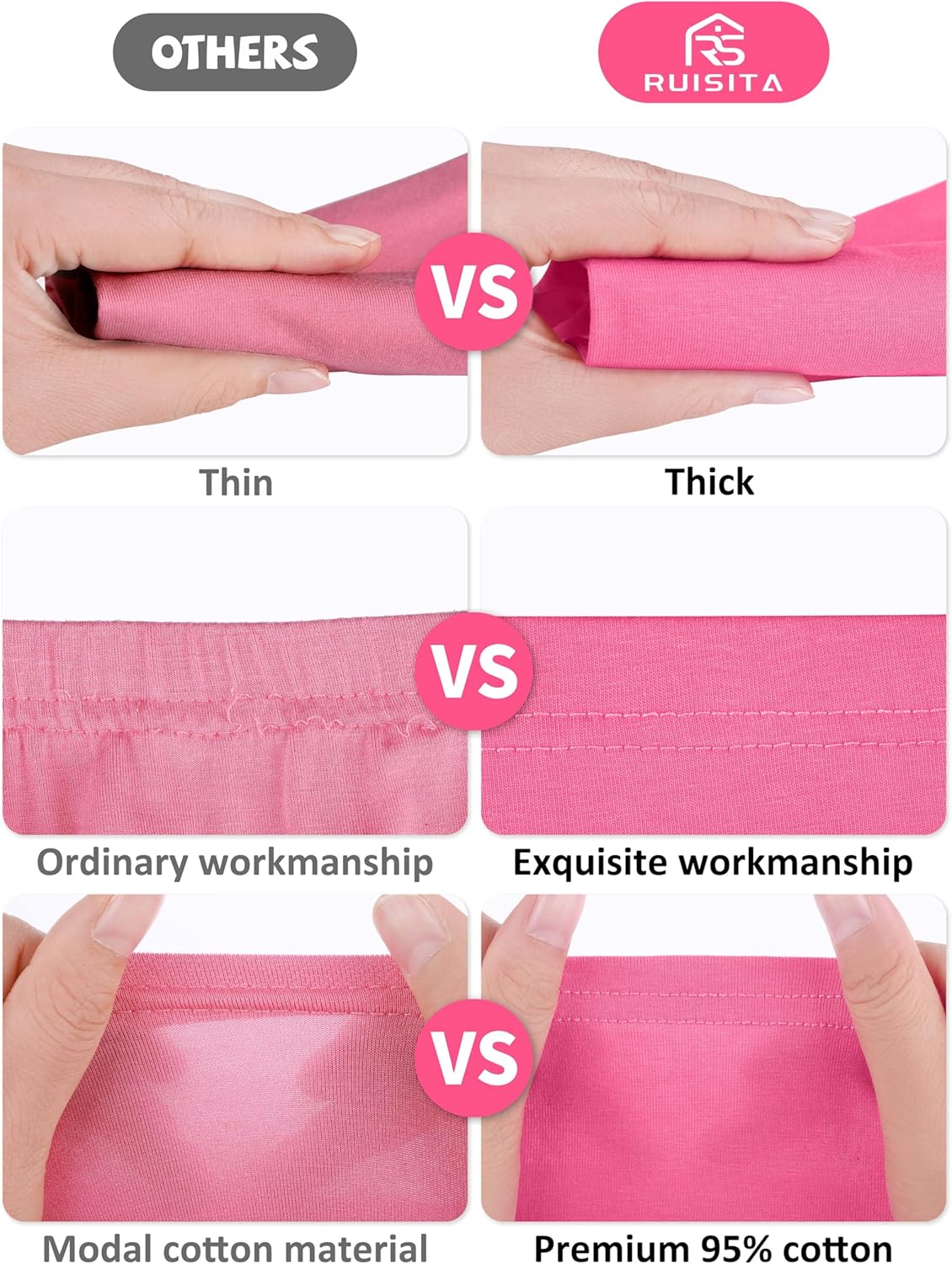 Ruisita 6 Pack Girls Cotton Biker Cartwheel Shorts Kids Safety Under Dress Dance Shorts - Image 4