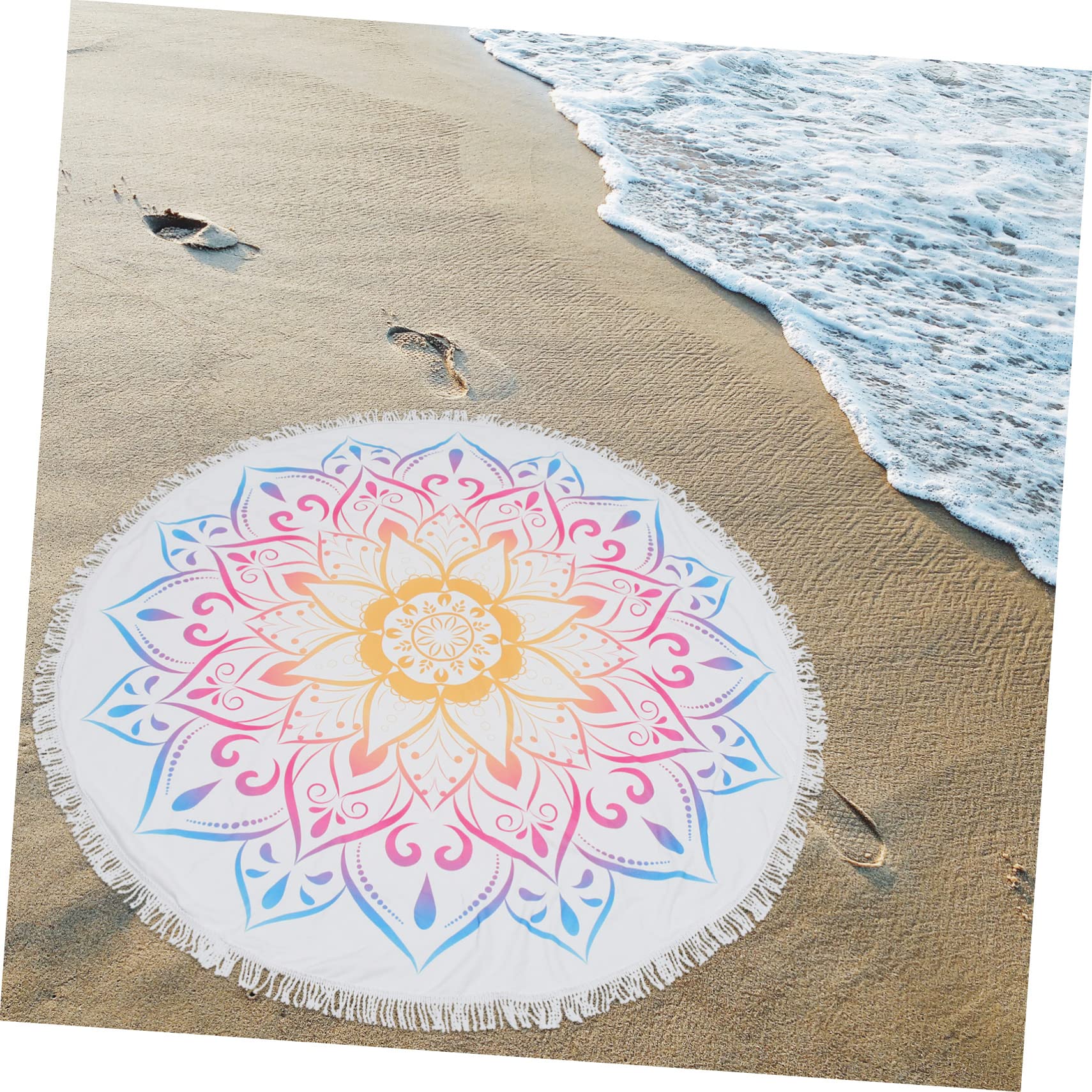 PRETYZOOM 2 Pz Telo Mare Mandala Coperta Per Telo Mare Telo Piscina Multifunzione Coperte Leggere Asciugamani in Microfibra Per Il Corpo Asciugamano Hippy Fibra Superfine Bianca