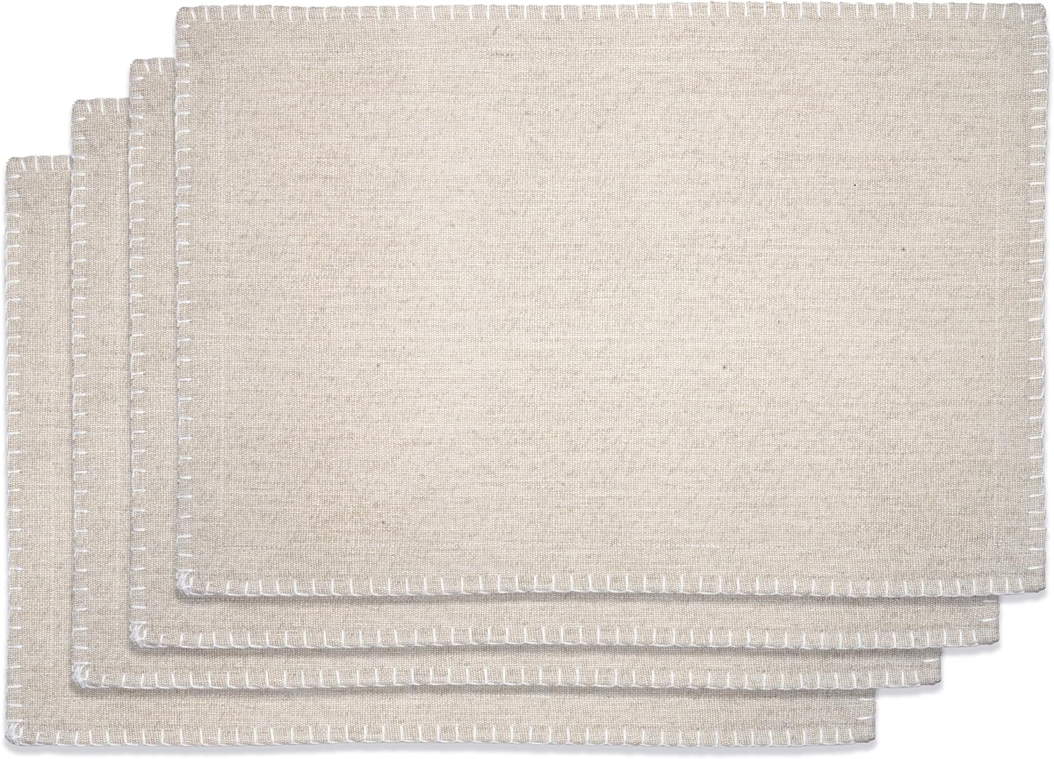 Cloths Chambray Placemats for Dining Table Set of 4, Heat Resistant Washable 100% Cotton Table Mats, Modern Place Mats for Dining Table Decor, 13" x 19", Beige