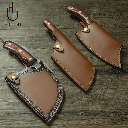 Miniatura 6 de FULLHI Juego de cuchillos de carnicero con tijeras de cocina, cuchillo de chef forjado a mano con tijeras de acero de alto carbono para tallar