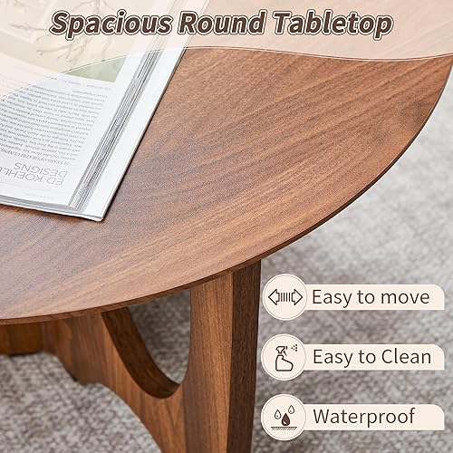 Miniatura 4 de Mesa auxiliar redonda pequeña, mesa de centro de granja de 27.5 pulgadas, mesas circulares modernas de mediados de siglo para sala de estar, hogar,