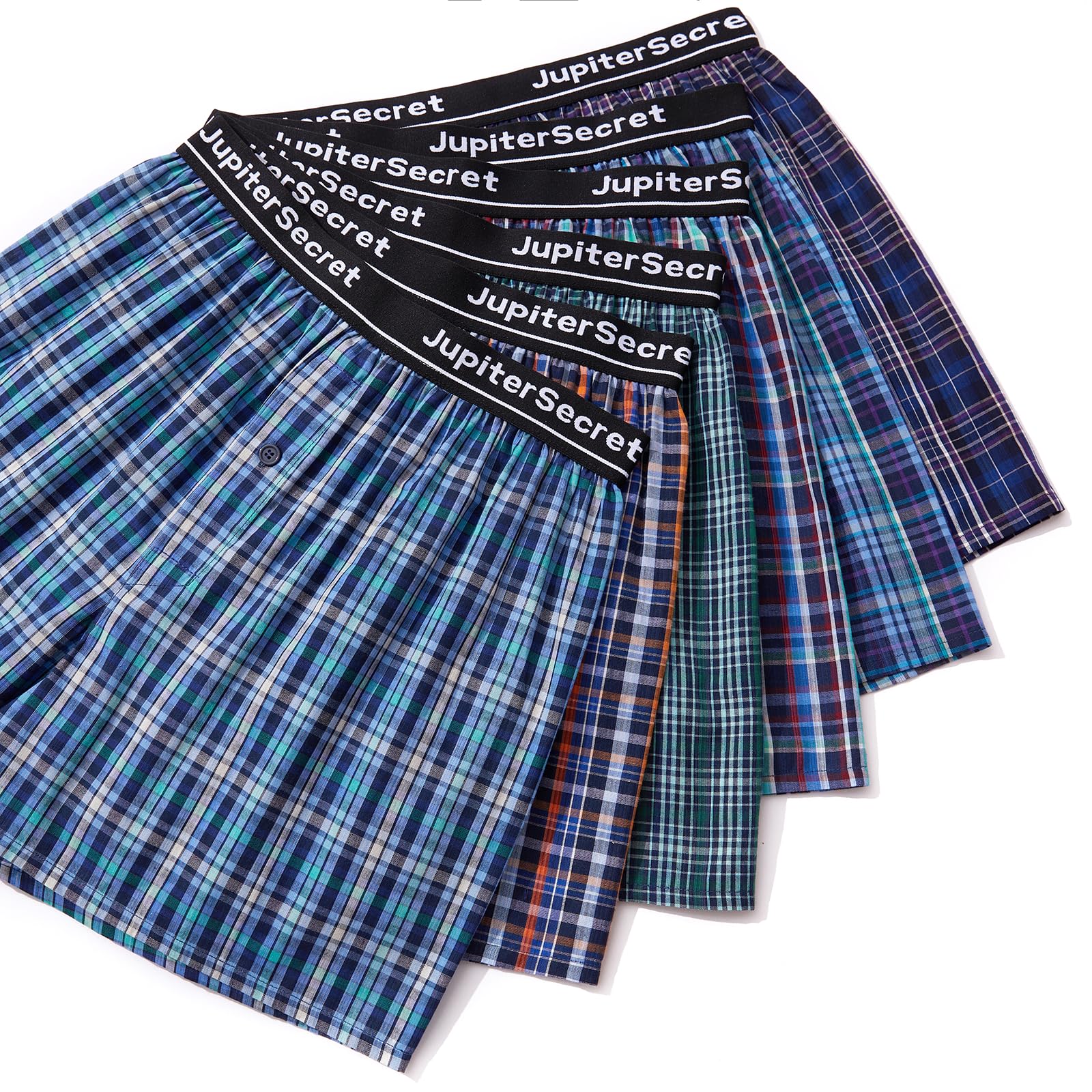 JupiterSecret Boxer Uomo 100% Cotone Morbidi e Traspiranti Mutande Uomo a Quadri Boxer Americani Uomo 6 o 12 Pezzi