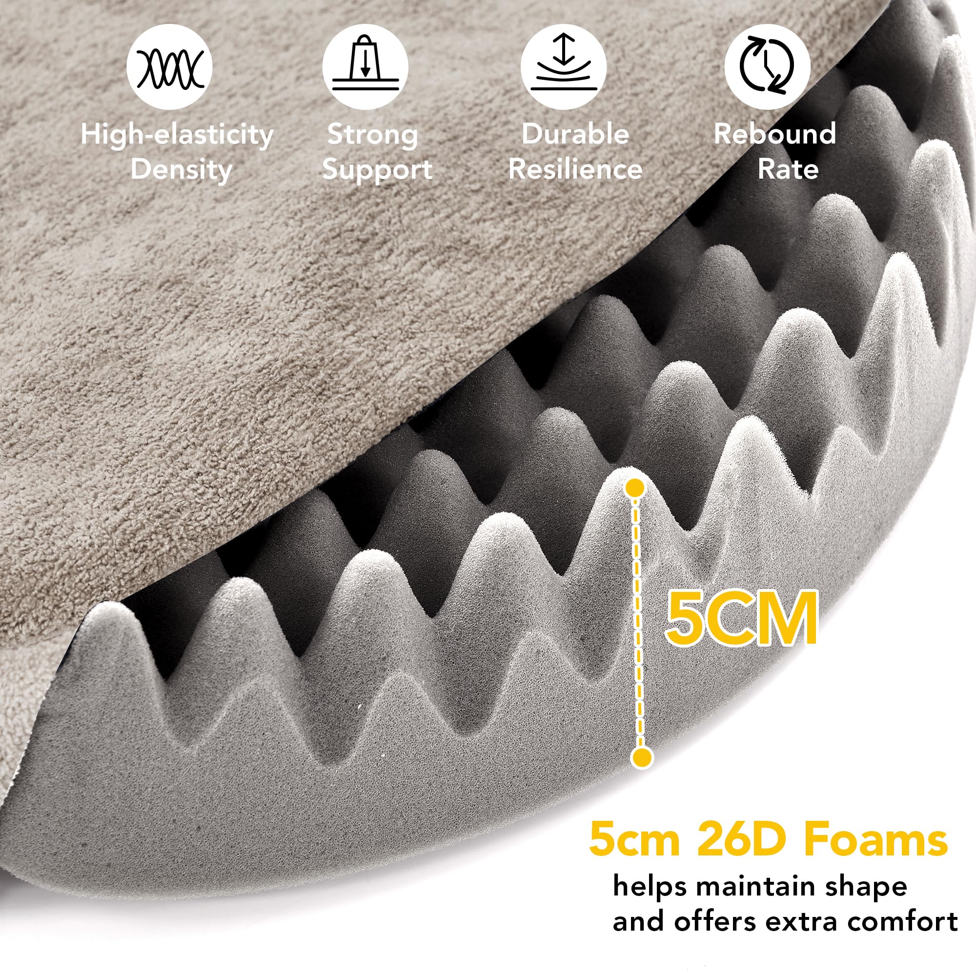 Deconovo Letto Ortopedico per Cani di Taglia Media e Grande, Soffice e Lavabile, con Cesto per Cani a Forma di Ciambella in Pile,61x61x15cm, Cachi