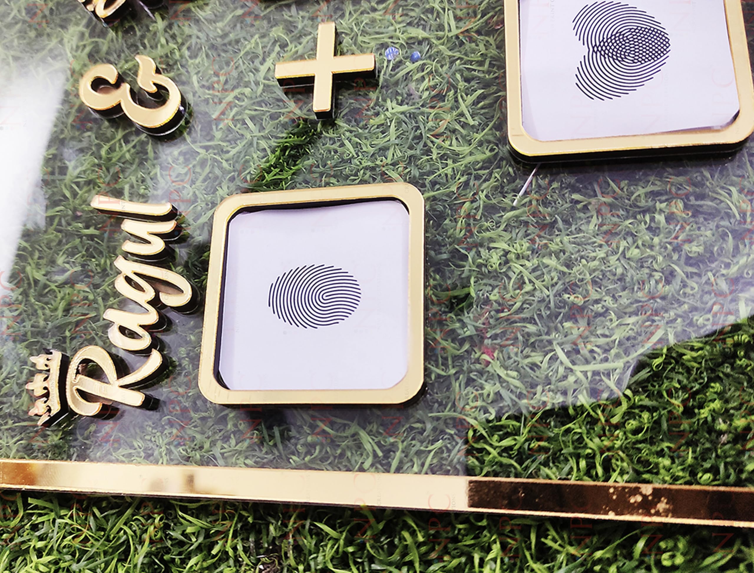 NPC Couple Thumb Impression Gift (21 Cm X 29.7 Cm)| Wedding Thumb Print | Couple Gift| Finger Print Gift| Personalized Text | Golden Metal Design| Anniversary Gift