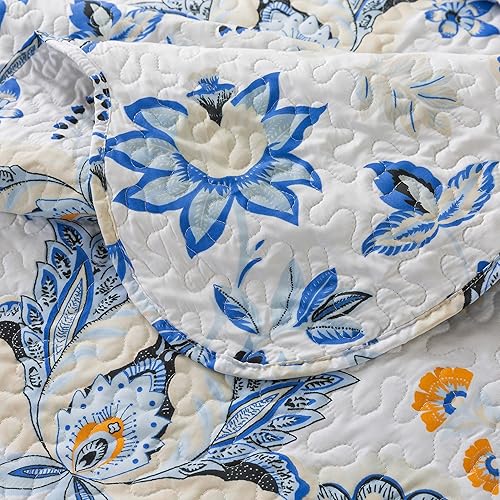 Miniatura 7 de HoneiLife - Juego de edredón de 3 piezas, colcha de microfibra, ropa de cama para todas las estaciones, ligero, diseño retro de flores silvestres,