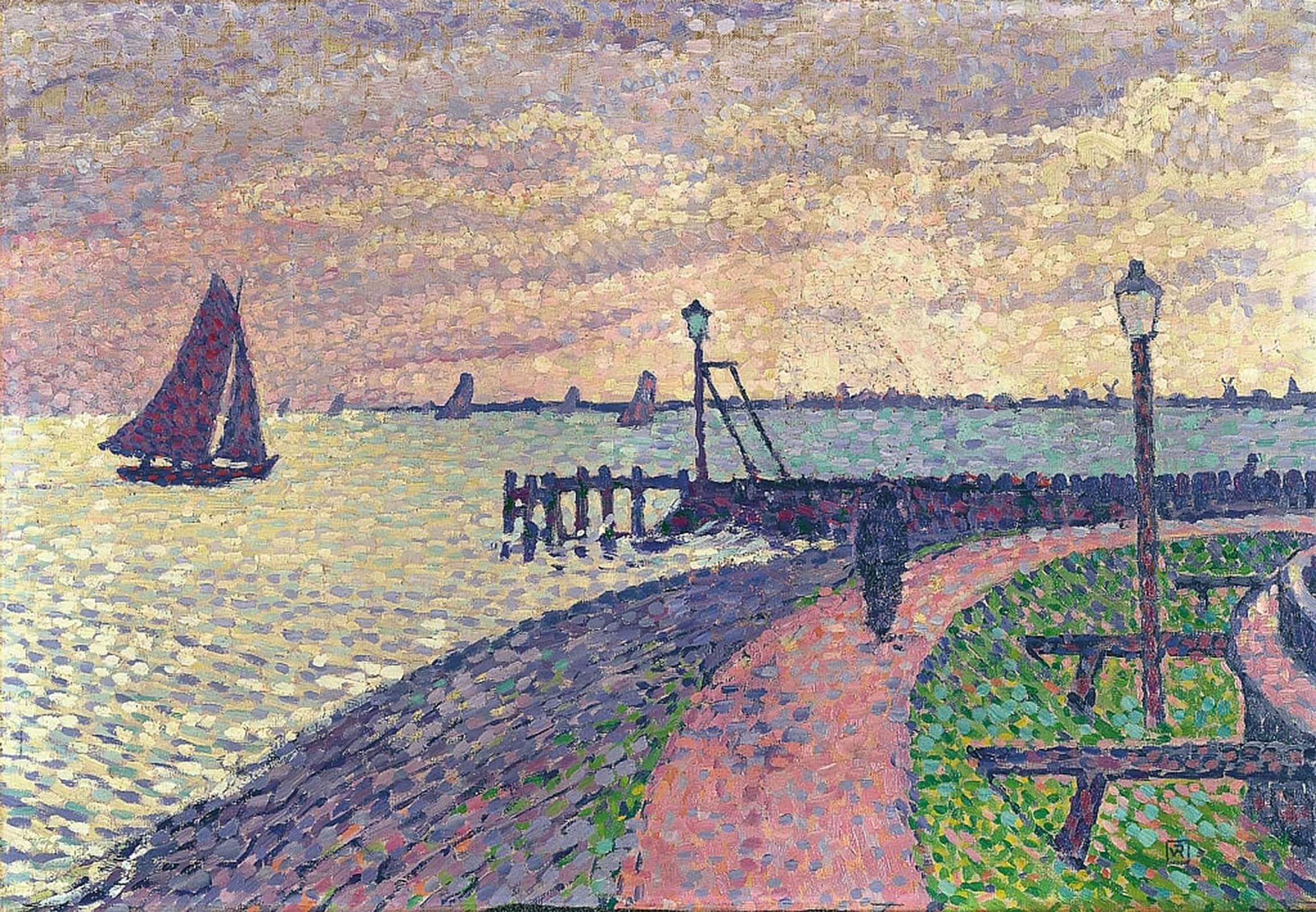 SERENDIPITP Vintage Wall Art Canvas Nordic Poster Canvas Print Picture Entrance to the Port of Volendam by Théo Van Rysselberghe Wall Art Poster for Home Decor 60x90cm