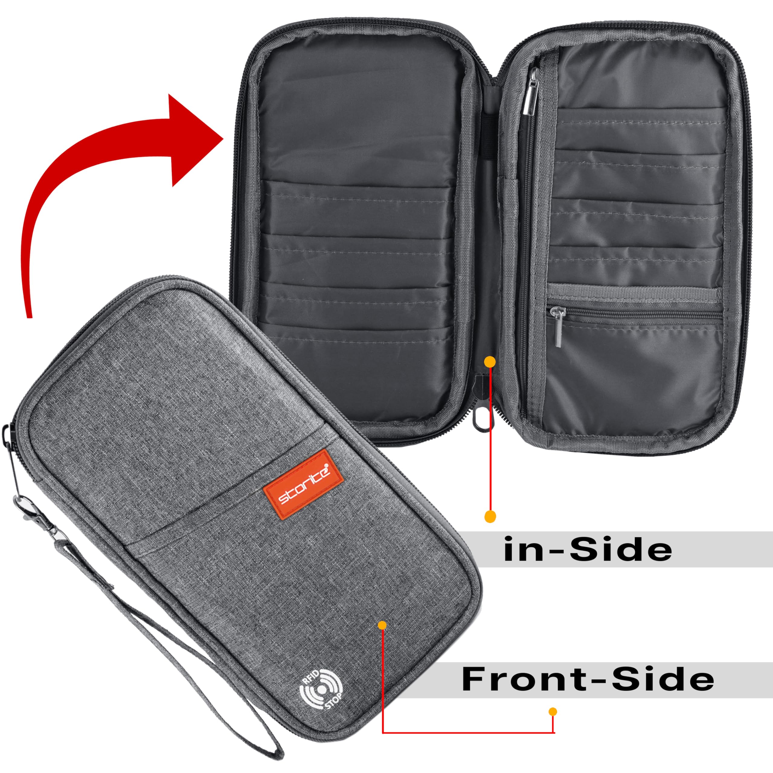 Storite Soporte de nailon para pasaporte para tarjetas de crédito, Gris, 1 Pack-RFID Grey, Casual