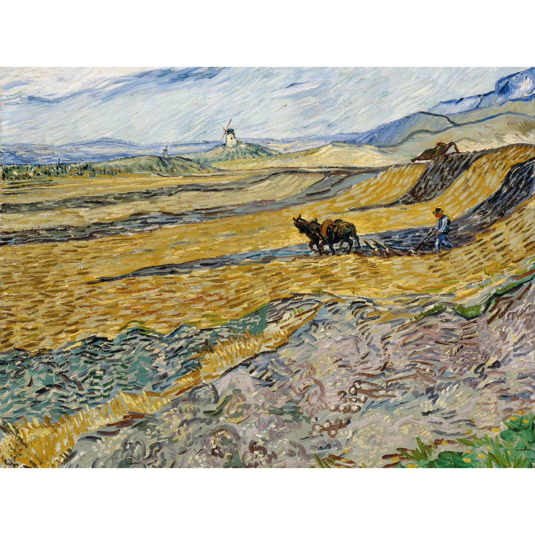Vincent Van Gogh Enclosed Field With Ploughman Extra Large Wall Art Print Premium Canvas Mural