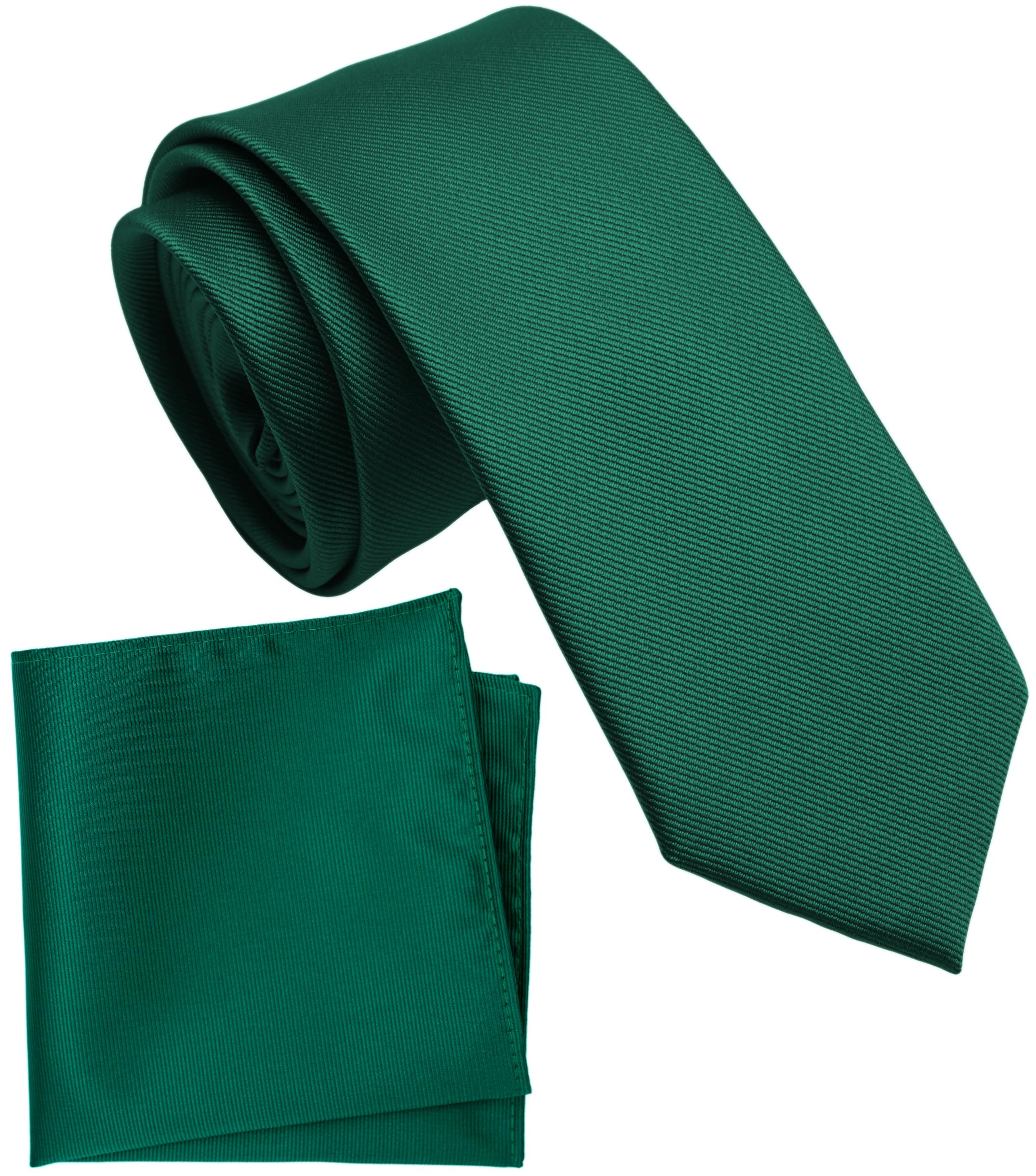 Boy's Solid Tie with Pocket Square Set, Regular Necktie for Children and Kids, Self-Tied