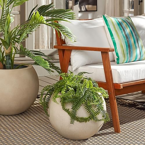 Miniatura 7 de Safavieh Outdoor Collection Gerand - Maceta de hormigón negro (totalmente montada)