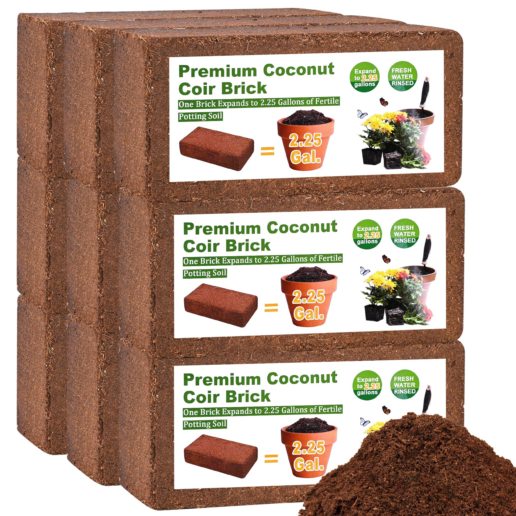 Organic Coco Coir 9 Pcs Compressed Coconut Coir Bricks Coconut Fiber Husk Substrate Mulch Coconut Bark Core Growing Medium Peat Moss Soil High Nutrition for Plants Gardening Seed Starting Soil Mix