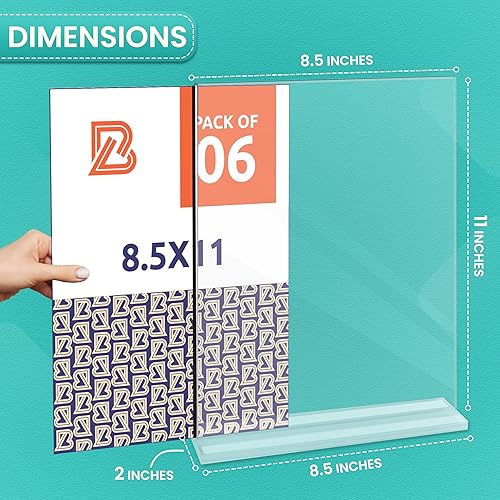 Miniatura 2 de Soporte acrílico de 8.5 x 11 pulgadas (paquete de 6), soporte de letrero transparente vertical de doble cara, soporte de papel de plástico para