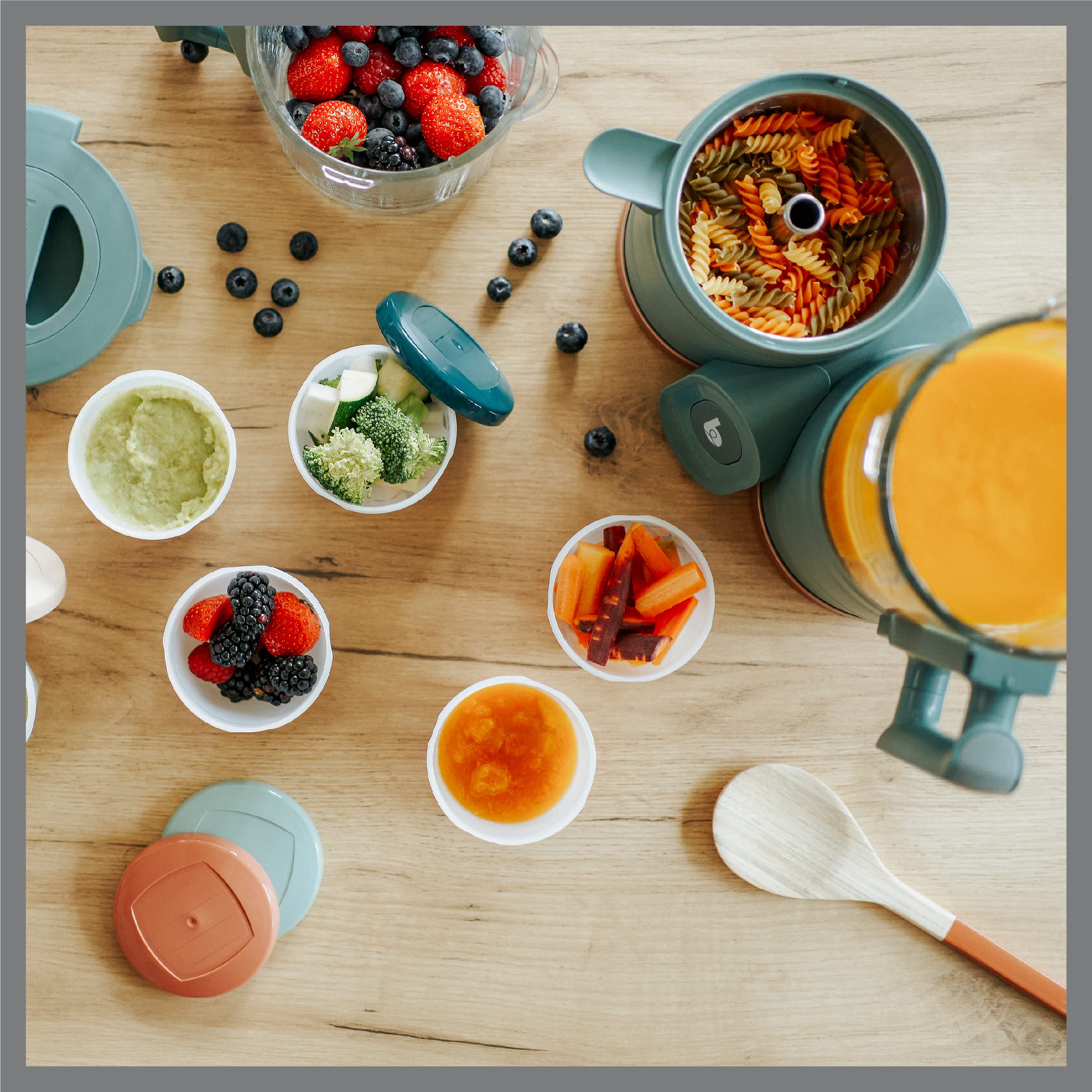 Babymoov Duo Meal Glass Food Maker - Baby Food Processor with Built-in Glass Steamer, Stainless Steel Basket, and Glass Blender (Over 6 Cup Capacity)