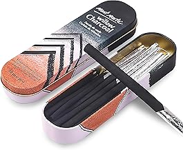 MONT MARTE Charcoal Pencils - 10 Pieces of Different Sizes - Black Drawing - In Aluminium Case - Perfect for Impressive Drawings