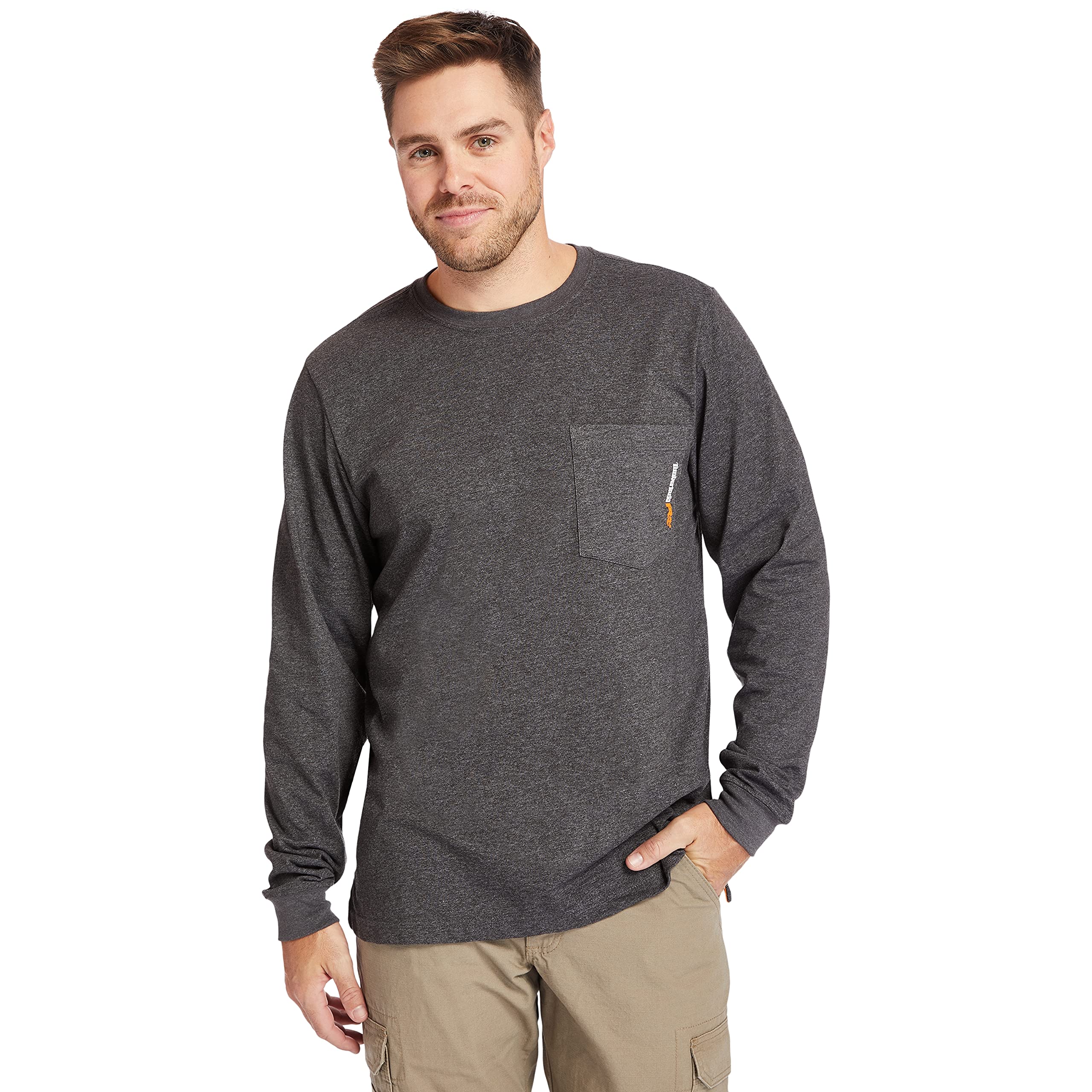 mens Base Plate Long Sleeve T-shirt With Chest Pocket Big Tall Work  Utility T-Shirt