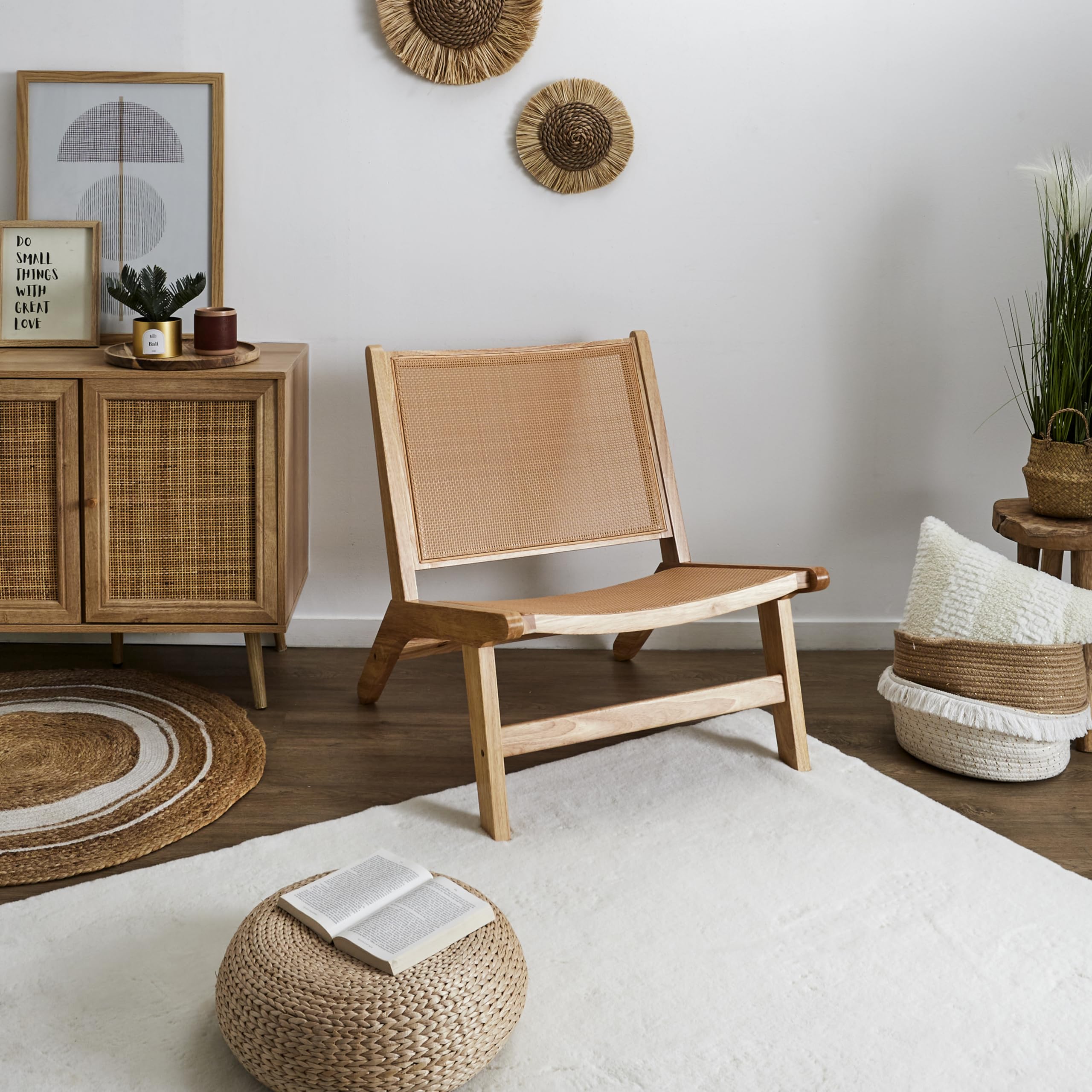 HOME DECO FACTORY, HD0333, Fauteuil, Modèle Bali, Collection Natural Crush, Mobilier Contemporain, Assise, Canapé et Fauteuil, 64 x 75 x 71 cm, Marron