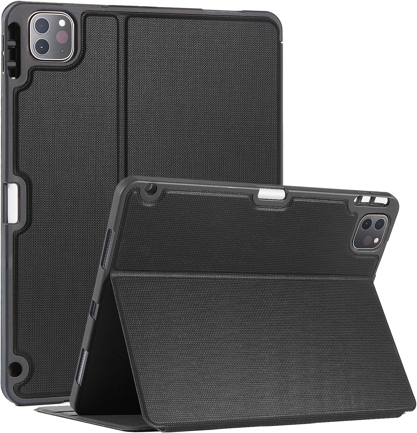 Soke iPad Case Pro 12.9 inch 2020 with Pencil Holder,New iPad case 12.9 inch Lightweight Smart Cover with Soft TPU Back+【Apple Pencil Charging】+ Auto Sleep/Wake for iPad pro 2018/2020 (Black)