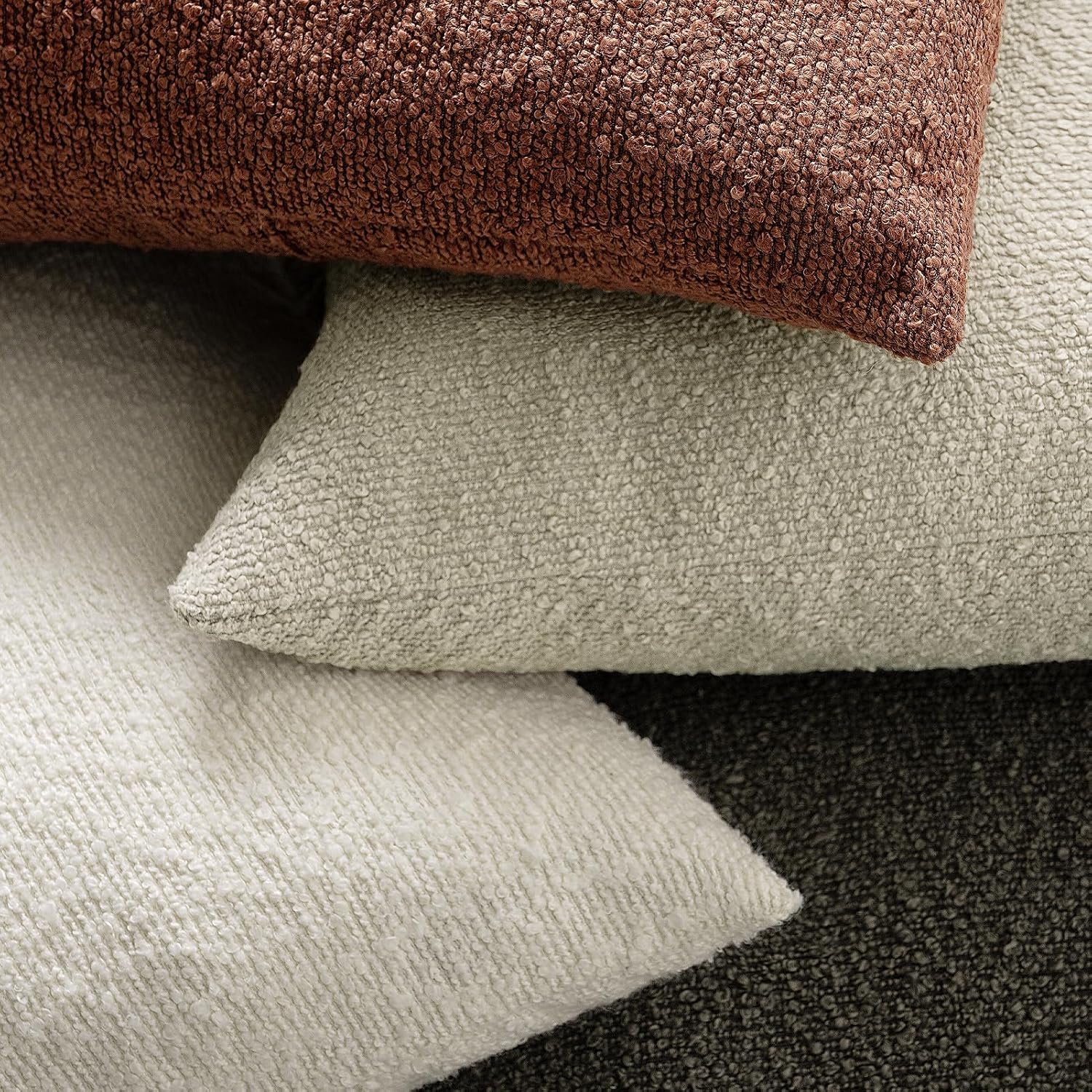 Fall Decorative Throw Pillow Covers 24 x 24 Inch, Set of 2, Thanksgiving Autumn Harvest Decor Boucle Cushion Pillow Cover for Couch Bedroom Sofa Living Room, Burnt Orange