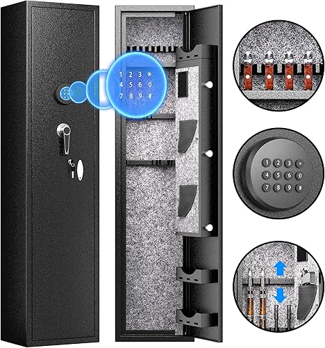 INTERGREAT - Caja fuerte para rifles con huellas dactilares, caja para 4 a 10 armas y pistolas caseras, acceso rápido y seguro para pistolas y