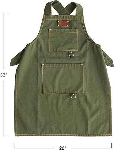 Miniatura 2 de Delantal de lona de algodón con bolsillos y remaches, color verde